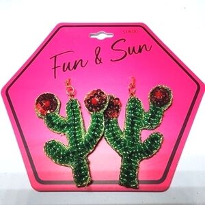SWEET Beaded Catus Shaped Earrings